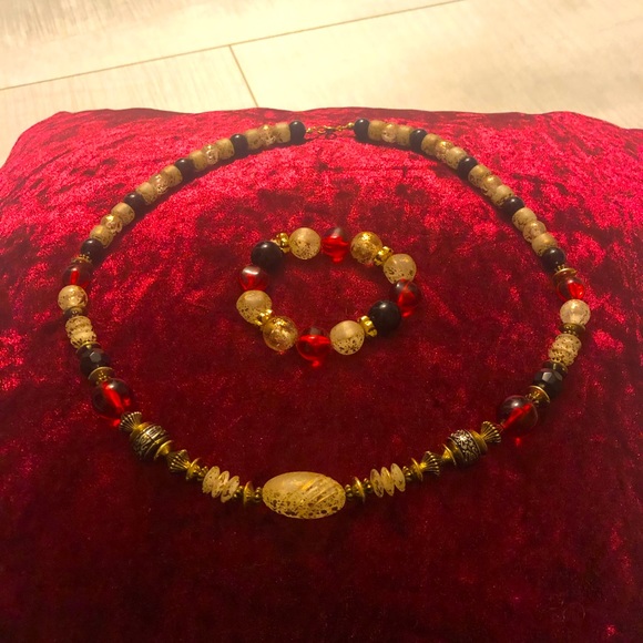 Mosaic Look-Necklace & Bracelet in Multi colours. - Picture 1 of 5